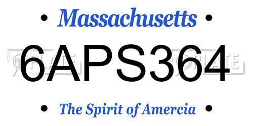 6APS364 Massachusetts License Plate