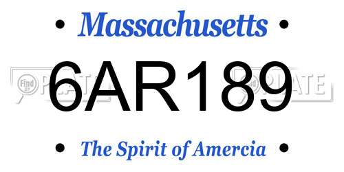 6AR189 Massachusetts License Plate