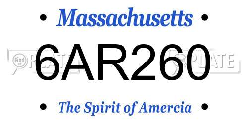 6AR260 Massachusetts License Plate