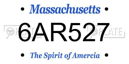 6AR527 Massachusetts License Plate