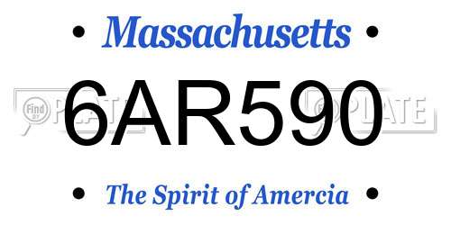 6AR590 Massachusetts License Plate
