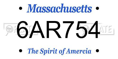 6AR754 Massachusetts License Plate