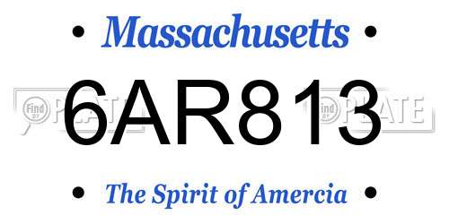 6AR813 Massachusetts License Plate