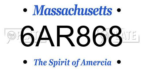 6AR868 Massachusetts License Plate