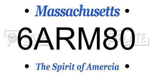 6ARM80 Massachusetts License Plate