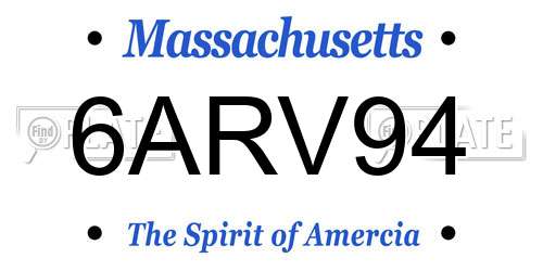 6ARV94 Massachusetts License Plate