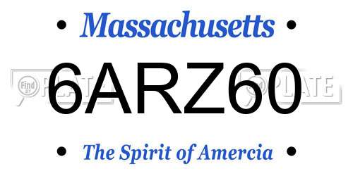 6ARZ60 Massachusetts License Plate