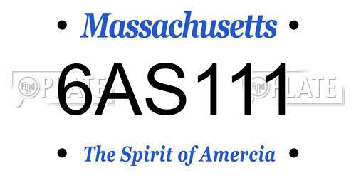 6AS111 Massachusetts License Plate