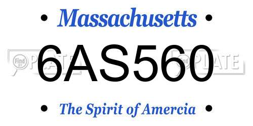 6AS560 Massachusetts License Plate