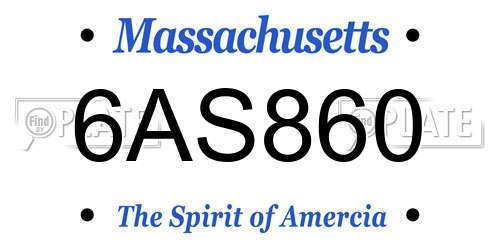 6AS860 Massachusetts License Plate