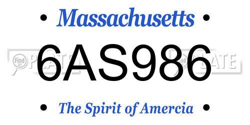 6AS986 Massachusetts License Plate