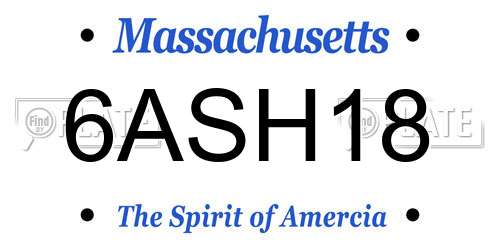6ASH18 Massachusetts License Plate