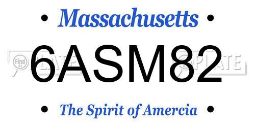 6ASM82 Massachusetts License Plate