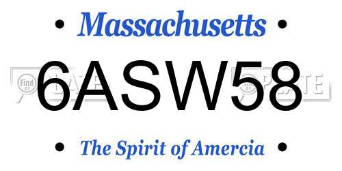 6ASW58 Massachusetts License Plate