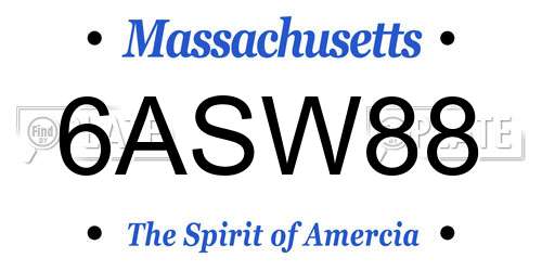 6ASW88 Massachusetts License Plate