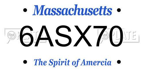 6ASX70 Massachusetts License Plate