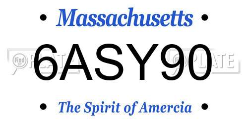 6ASY90 Massachusetts License Plate