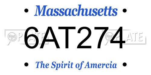 6AT274 Massachusetts License Plate