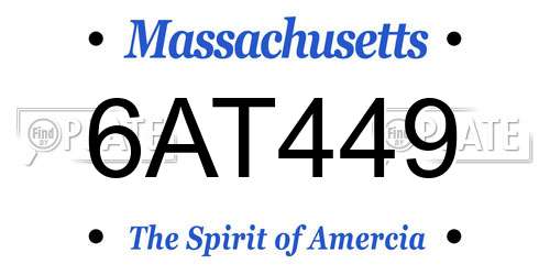6AT449 Massachusetts License Plate