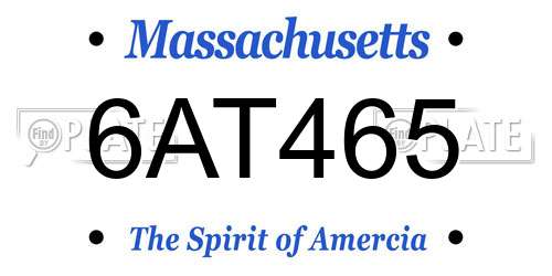 6AT465 Massachusetts License Plate