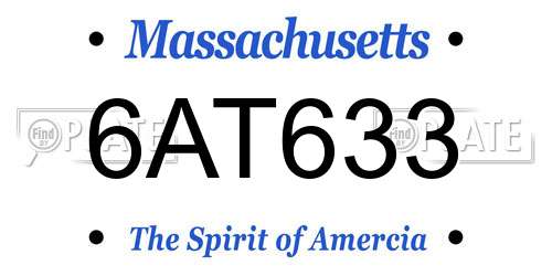 6AT633 Massachusetts License Plate