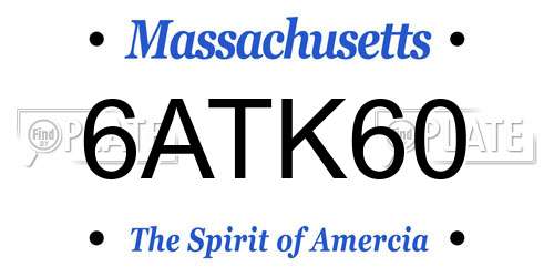 6ATK60 Massachusetts License Plate