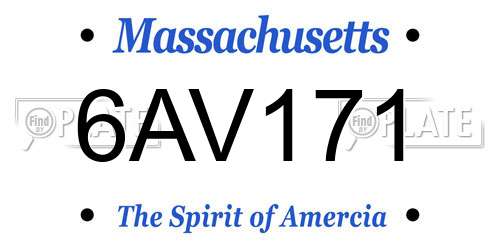 6AV171 Massachusetts License Plate