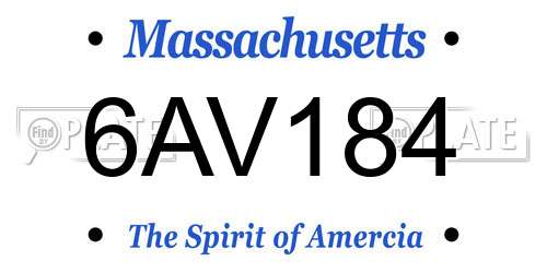 6AV184 Massachusetts License Plate