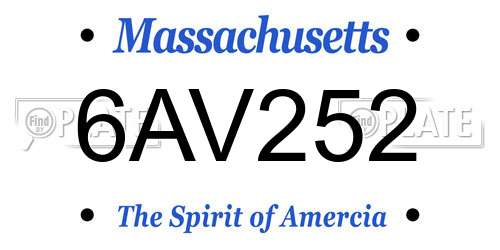 6AV252 Massachusetts License Plate