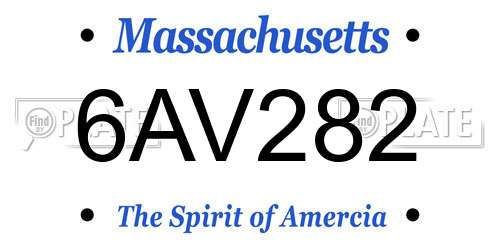 6AV282 Massachusetts License Plate
