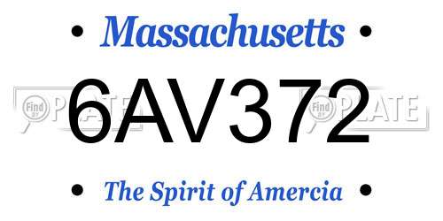 6AV372 Massachusetts License Plate