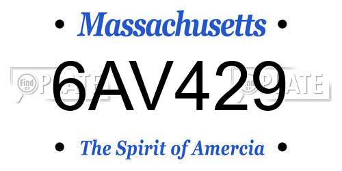 6AV429 Massachusetts License Plate