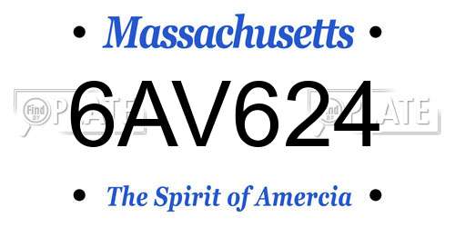 6AV624 Massachusetts License Plate