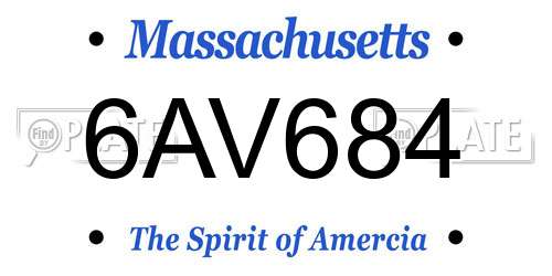 6AV684 Massachusetts License Plate