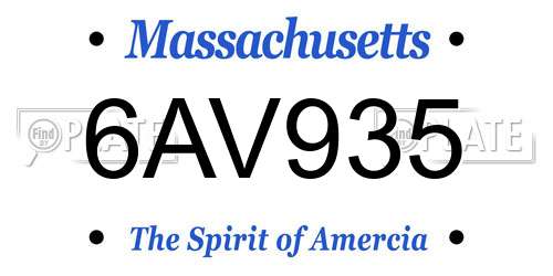 6AV935 Massachusetts License Plate