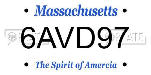 6AVD97 Massachusetts License Plate