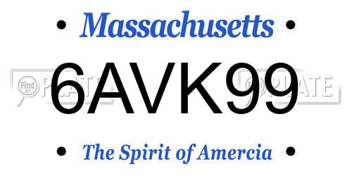 6AVK99 Massachusetts License Plate