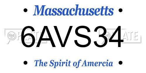 6AVS34 Massachusetts License Plate