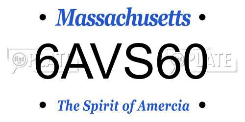 6AVS60 Massachusetts License Plate
