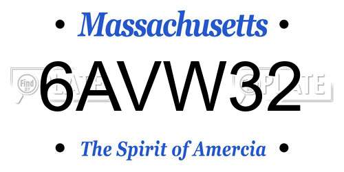 6AVW32 Massachusetts License Plate