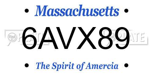 6AVX89 Massachusetts License Plate
