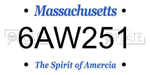 6AW251 Massachusetts License Plate