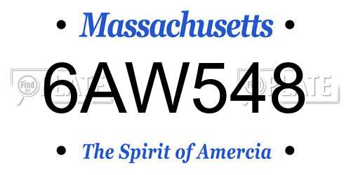 6AW548 Massachusetts License Plate