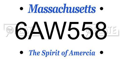 6AW558 Massachusetts License Plate