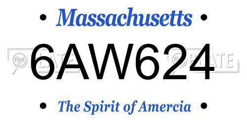 6AW624 Massachusetts License Plate