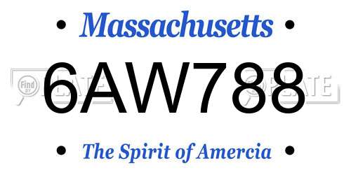 6AW788 Massachusetts License Plate