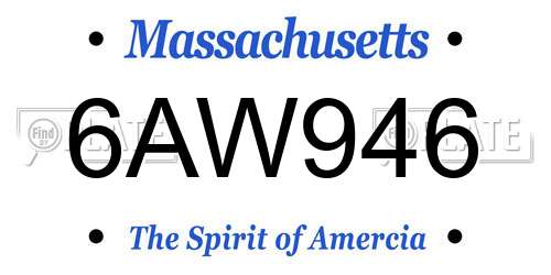 6AW946 Massachusetts License Plate