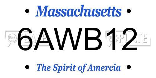 6AWB12 Massachusetts License Plate