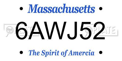 6AWJ52 Massachusetts License Plate