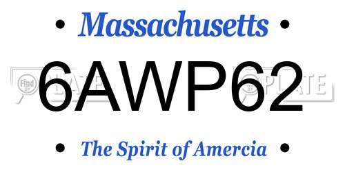 6AWP62 Massachusetts License Plate